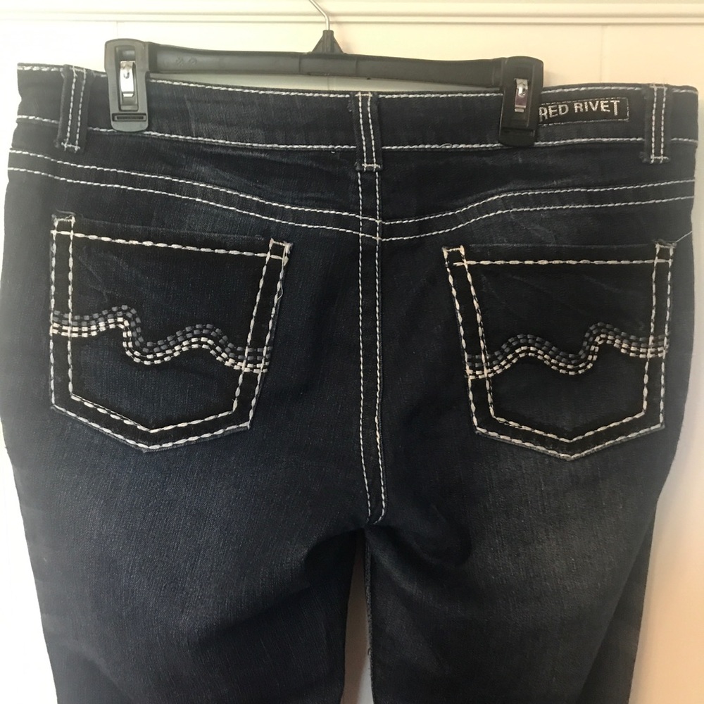 Red Rivet Boot Cut Jeans - Picture 4 of 7